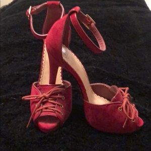 Red laced top stilettos by Maddison